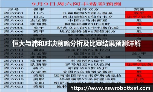 恒大与浦和对决前瞻分析及比赛结果预测详解